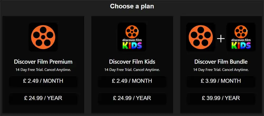 Discover Film pricing plans